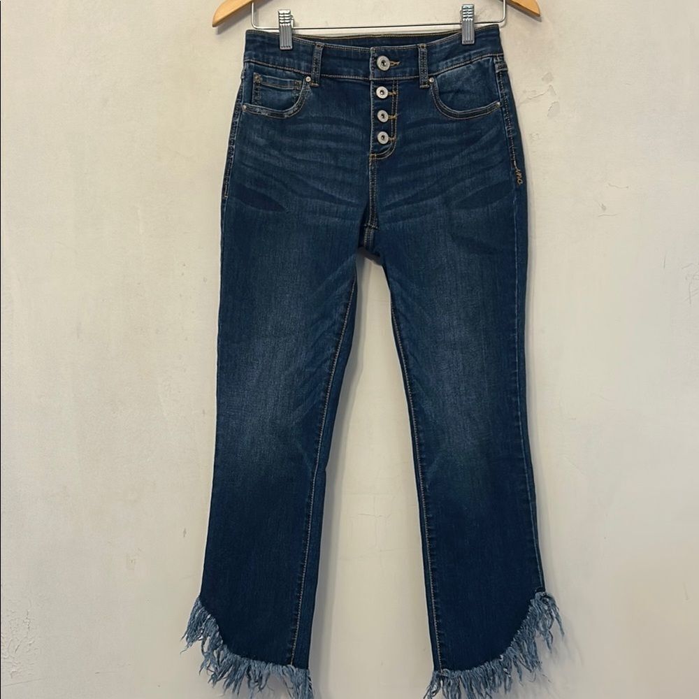INC International Concepts Straight leg Frayed Hem Blue Jeans Size 4 EUC